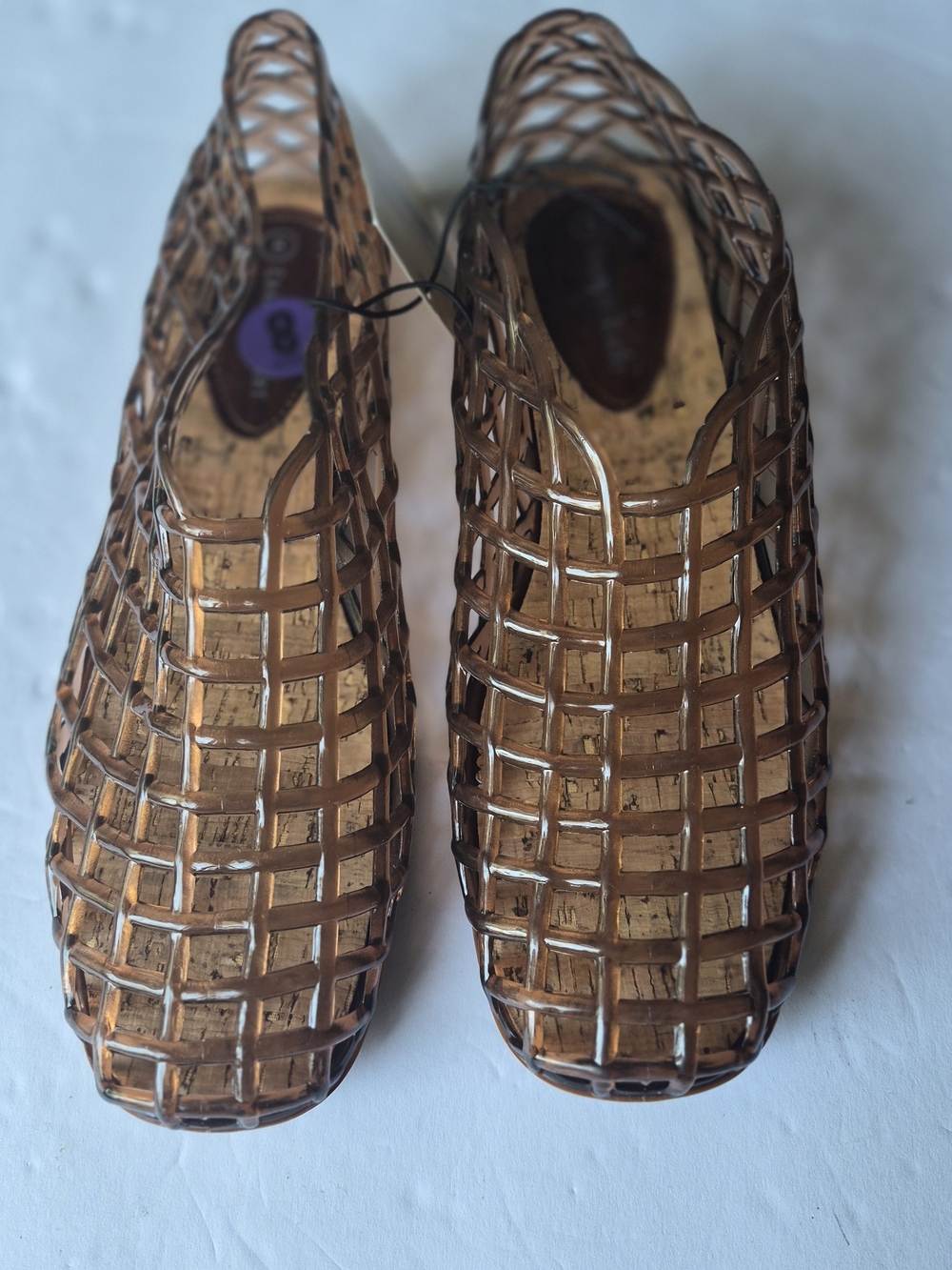 Charles Albert Brown Woven Cage Slip-On Jellies Sandals